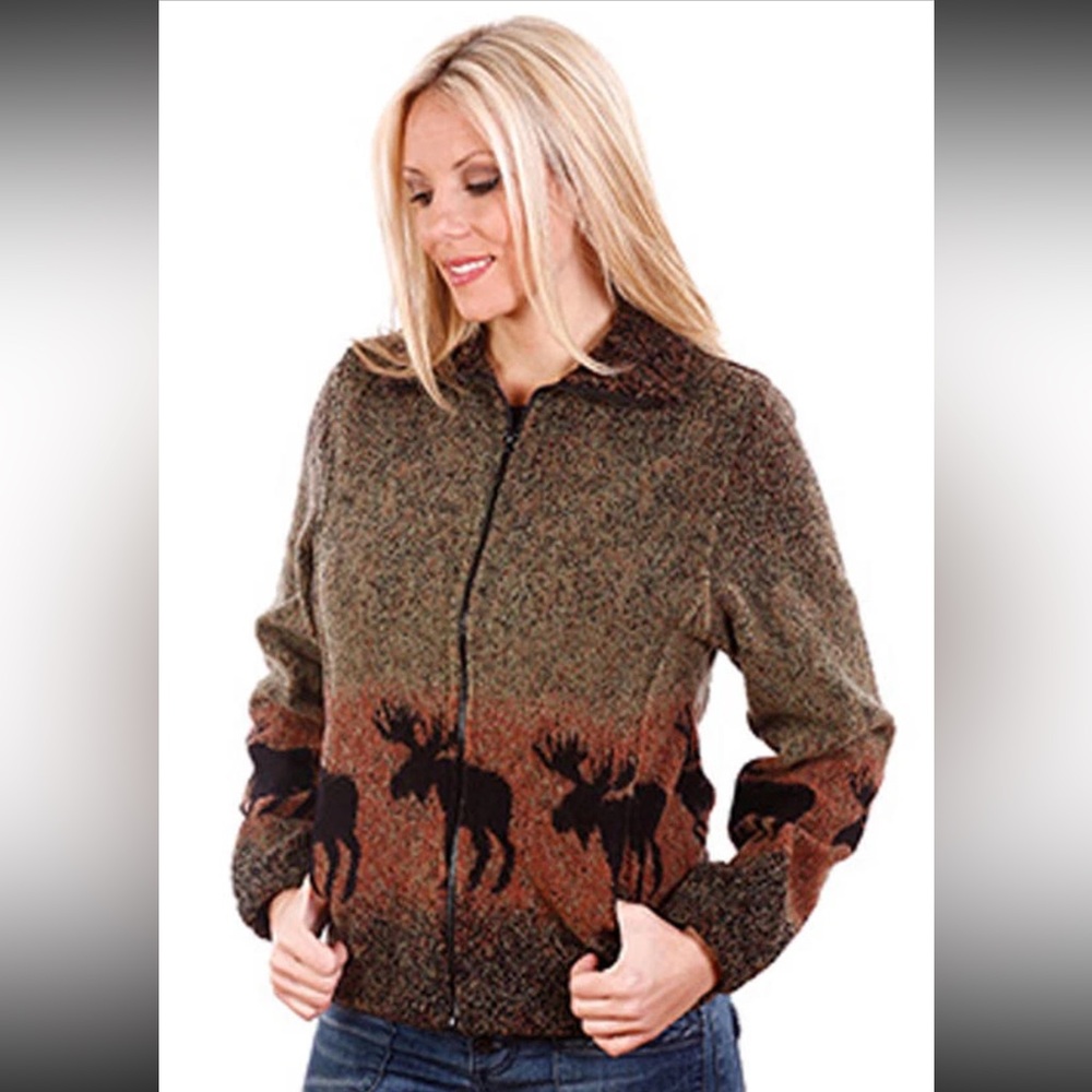 Sunset Moose Midweight Cinchback Fleece Jacket by Bear Ridge Outfitters